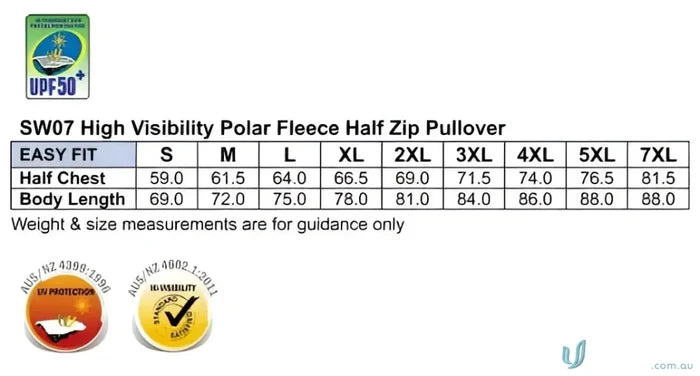 Winning Spirit SW07 AIW HiVis Polar Fleece Half Zip Pullover