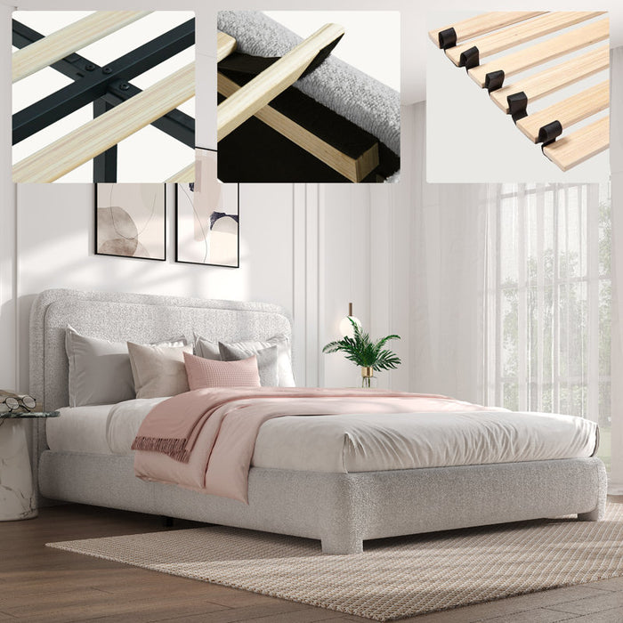 Bensu Boucle upholstered platform bed