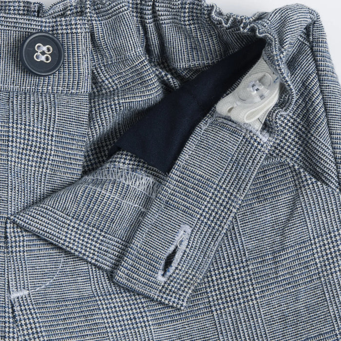 Boys Blue Checked Cotton Trouser
