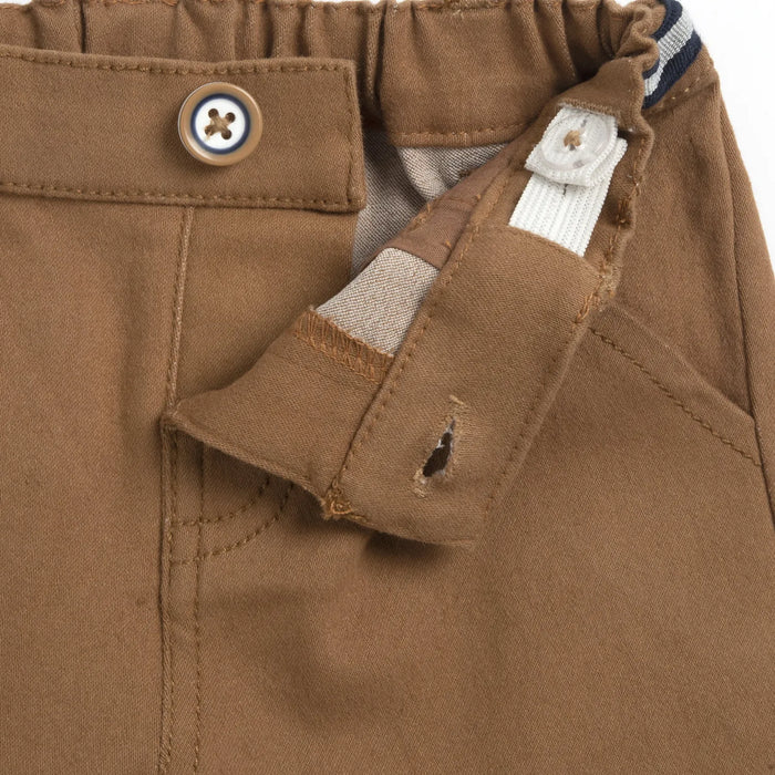 Boys Brown Solid Woven Trouser