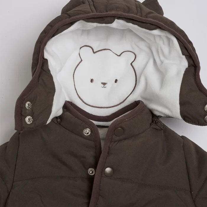 Boys Dark Brown Solid Jacket