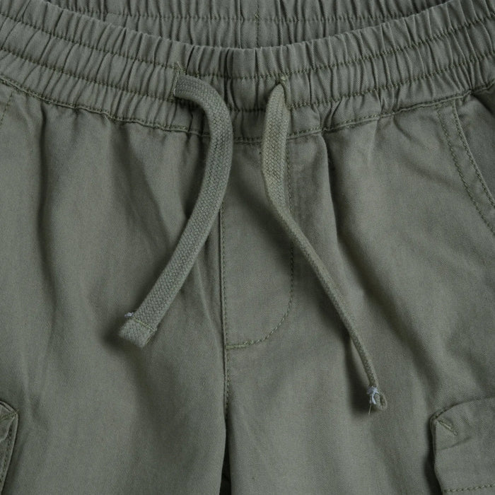 Boys Green Solid Elasticated Shorts