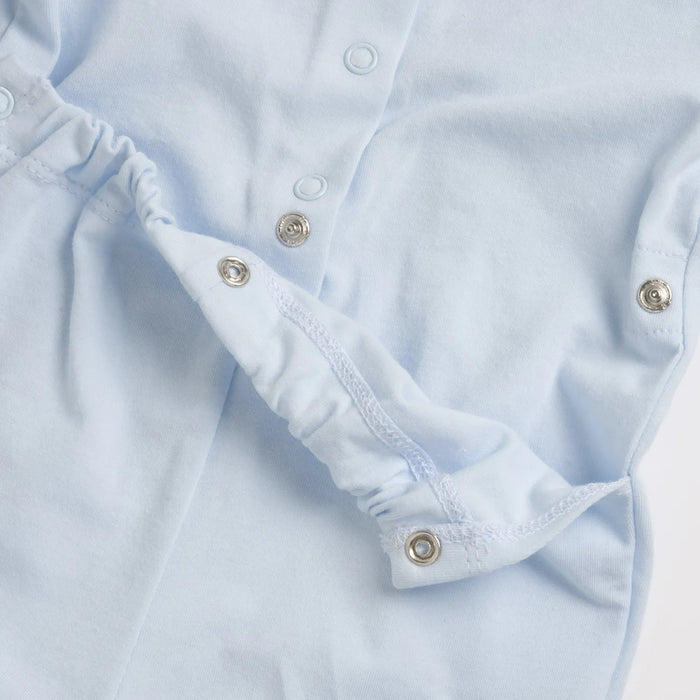 Boys Light Blue Applique Back Opening Babysuit