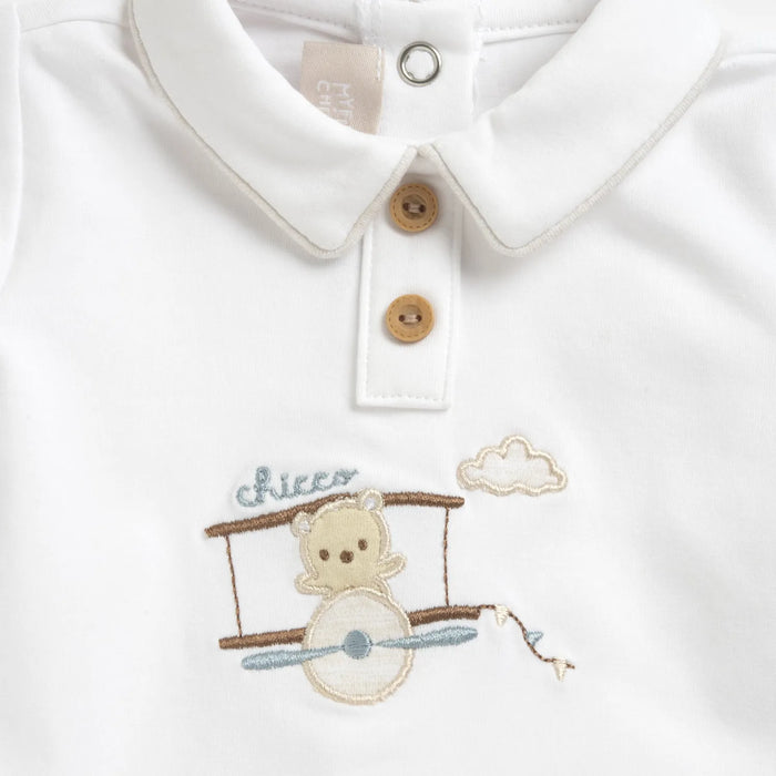 Boys Medium Natural Embroidered T-Shirt with Shorts