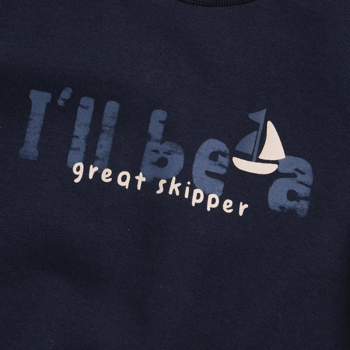 Boys Navy Blue Printed Round Neck T-shirt