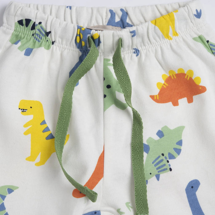 Boys White Animal Printed Joggers