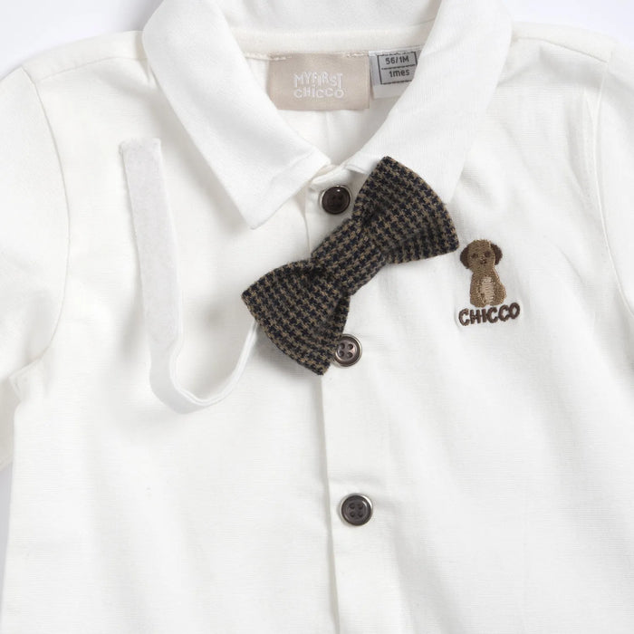 Boys White & Brown Knitted Shirt with Trouser