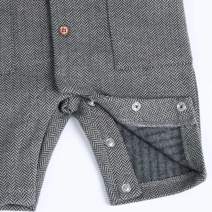 Boys White & Grey Chevron Top with Dungaree