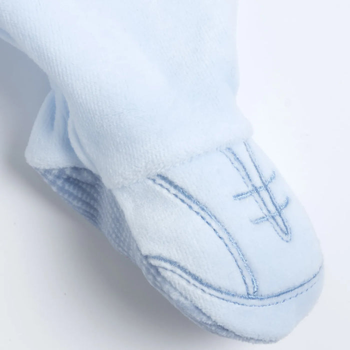 Boys White & Light Blue Embroidered Smock with Legging