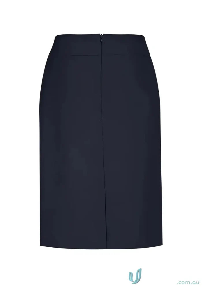 Navy blue womens cool stretch relaxed fit lined pencil skirt with back zipper