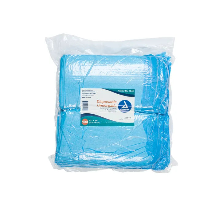 A package of light-blue disposable drapes sits on a white background. The package is sealed. A label is visible on the front.
