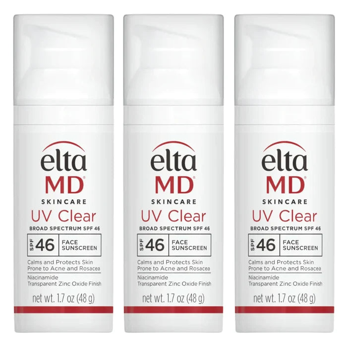 EltaMD UV Clear SPF 46 three-pack face sunscreen for acne-prone skin
