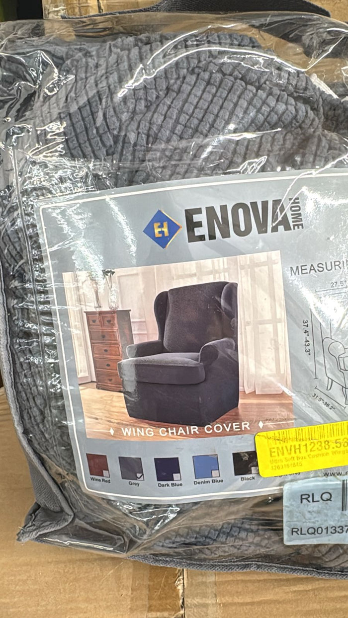 Enova Home Wing Chair Cover With Geometrical Texture Slipcover