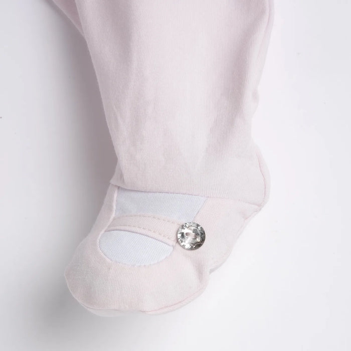 Girls Light Pink Embellished Back Opening Babysuit