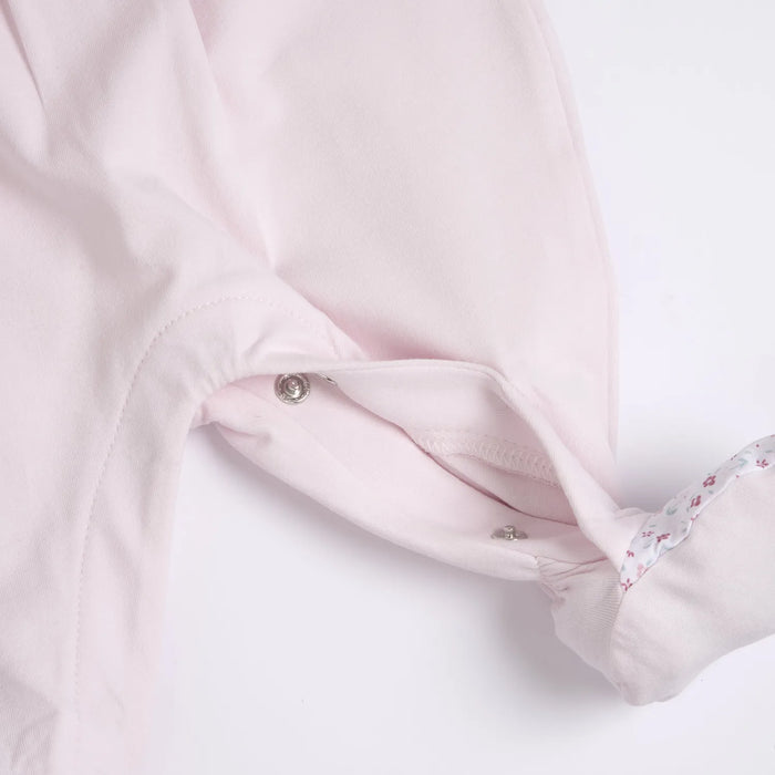 Girls Light Pink Embroidered Back Opening Babysuit