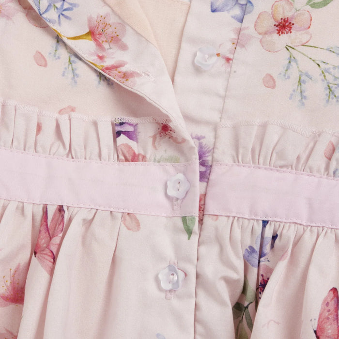 Girls Light Pink Floral Embellished Dress