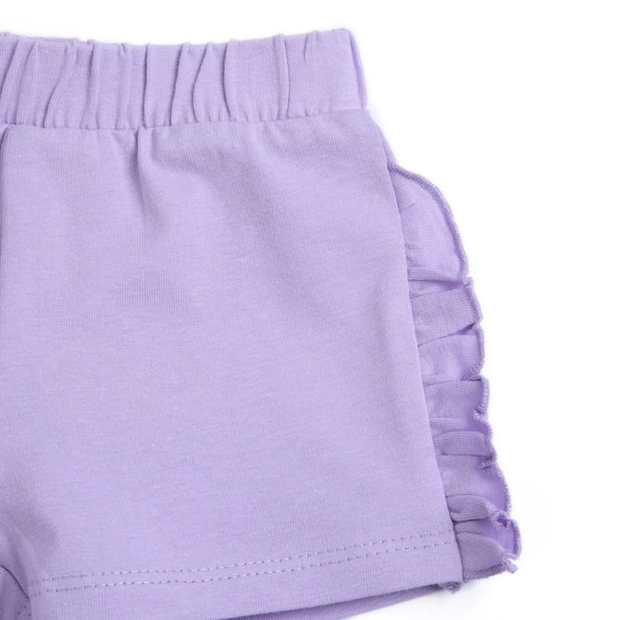 Girls Lilac Self Design Shorts