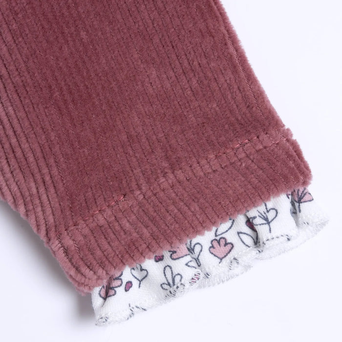 Girls Maroon Embroidered Velour Nappy Opening Babysuit