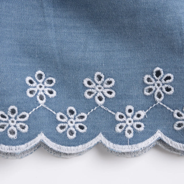 Girls Medium Light Blue Self Design Denim Dress
