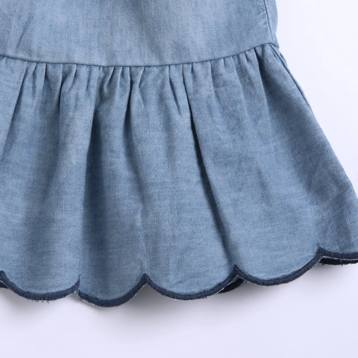 Girls Medium Light Blue Self Design Dress