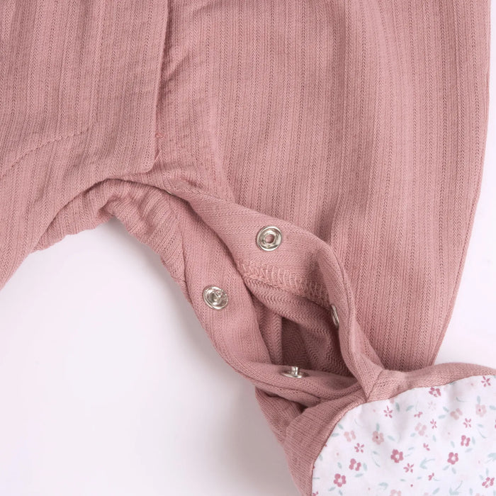 Girls Medium Pink Embellished Front Opening Babysuit