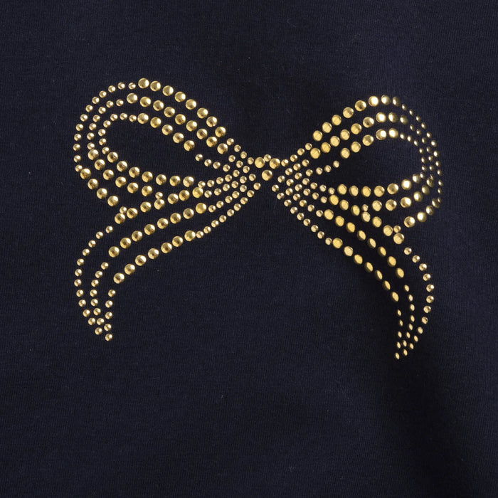 Girls Navy Blue Embellished T-shirt