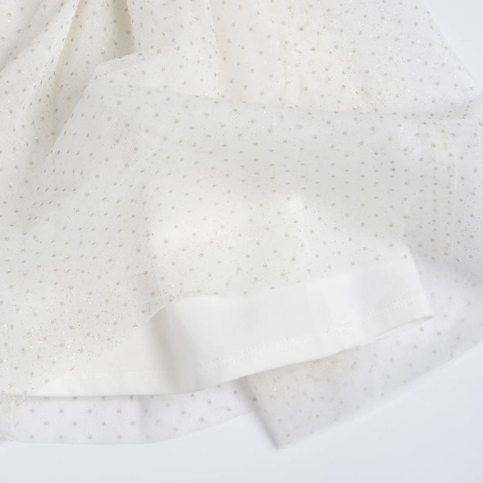 Girls Off White Polka Dot Printed Skirt
