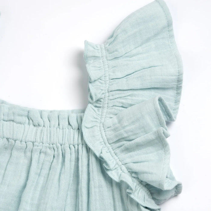 Girls Sea Green Self Design Dress