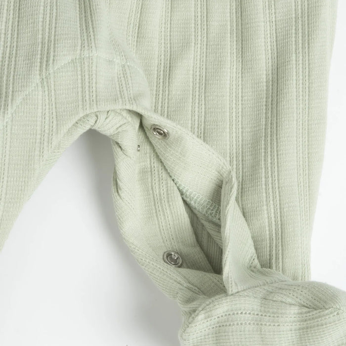 Girls White and Green Embellished Leg Opening Babysuit