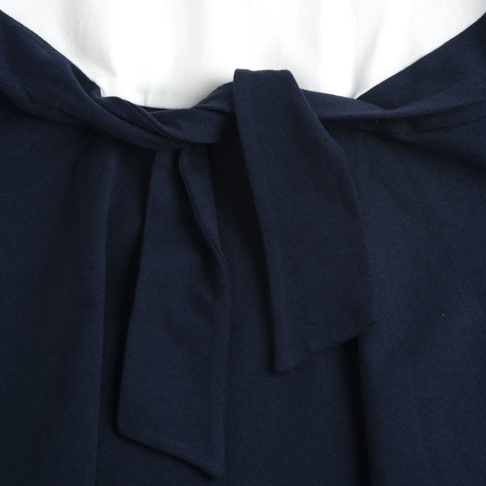 Girls White and Navy Blue Embellished Dress