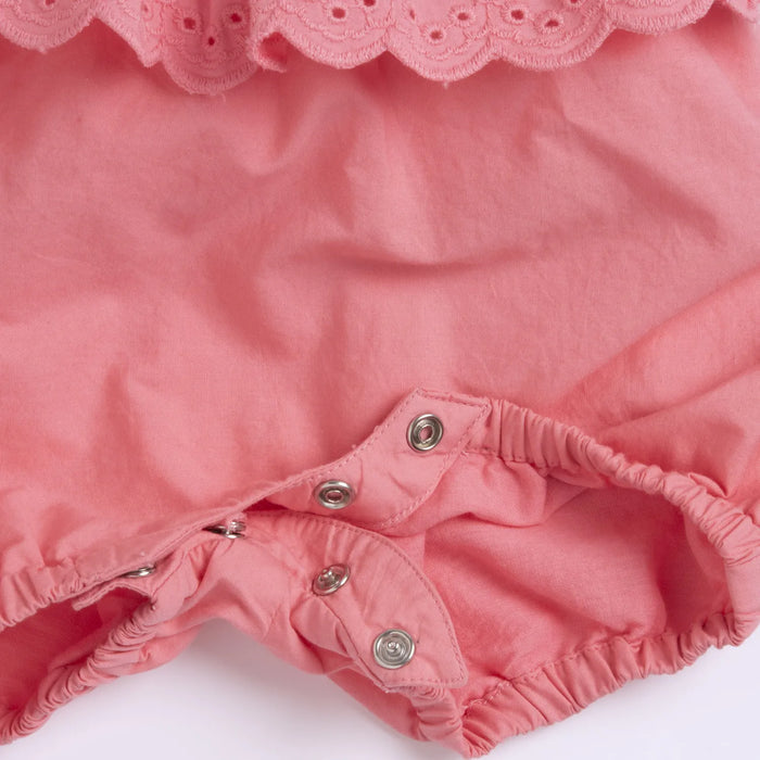 Girls White and Pink Embellished T-Shirt with Dungaree