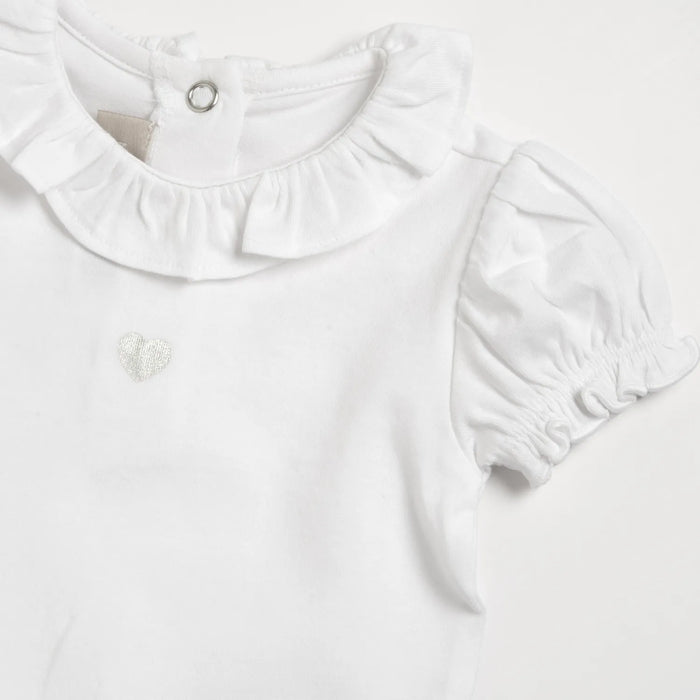 Girls White Embellished Nappy Opening Bodysuit