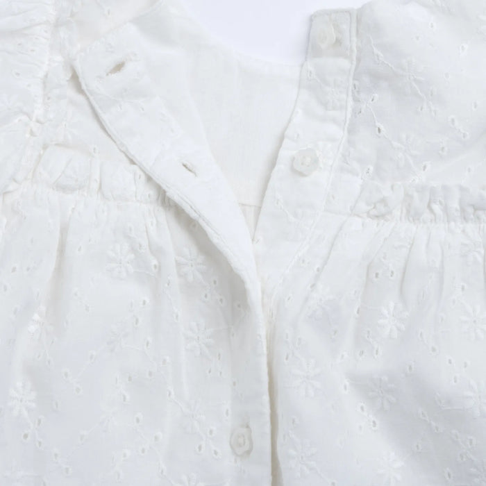 Girls White Embellished Romper