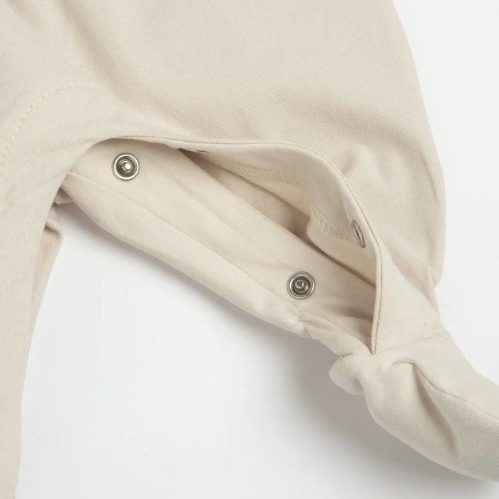 Infants Beige Embellished Leg Opening Babysuit
