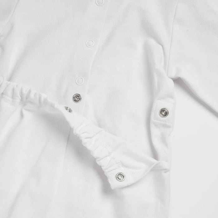 Infants White Embroidered Back Opening Babysuit