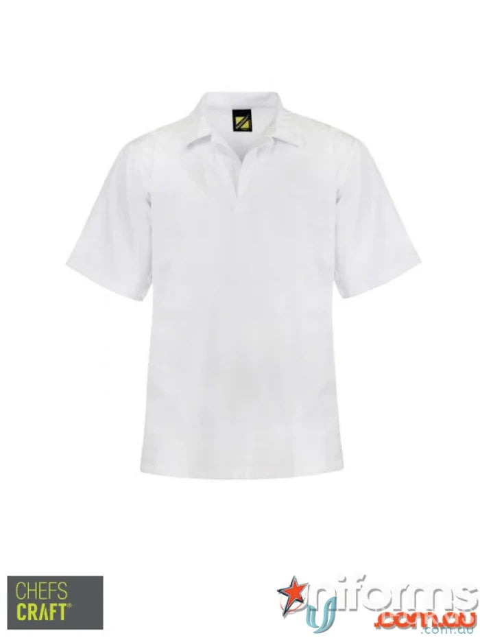 White short-sleeved chefs shirt WS3001 JACSHIRT, industrial laundry friendly food processing gear
