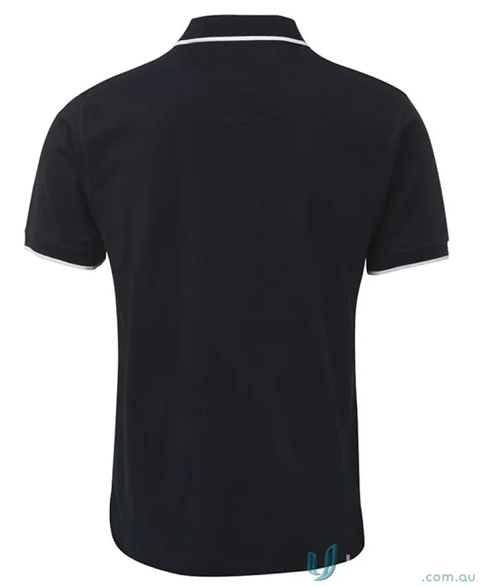 Black JBs Cotton Tipping Polo with white trim, stylish tipping polo code and UPF protection