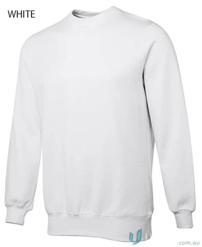 White crewneck sweatshirt from JBs Fleecy Sweater collection, classic fit fleecy sweater 3FS