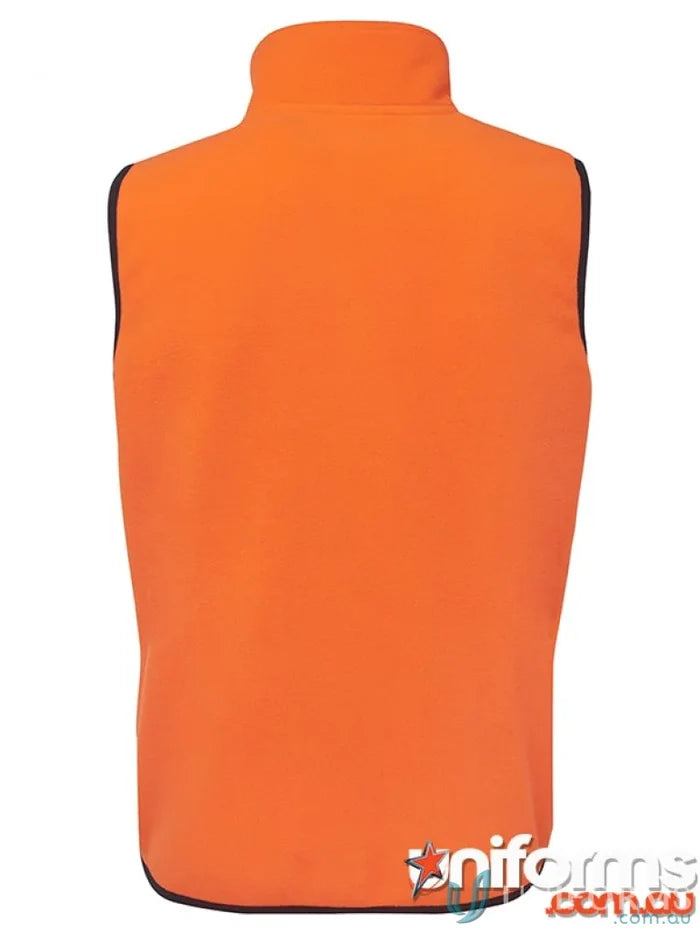 Orange fleece vest perfect for workwear and work uniforms in JBs Hi Vis Polar Vest