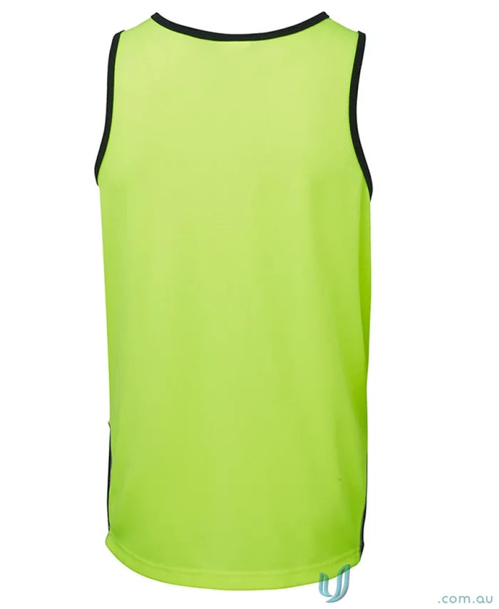 Neon green JBs Dri moisture-wicking tank top with black trim for work uniforms