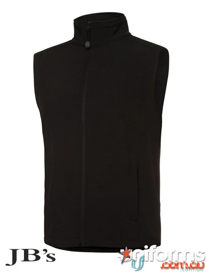 Black JBs Layer Softshell Vest with high collar and interchangeable zip pullers