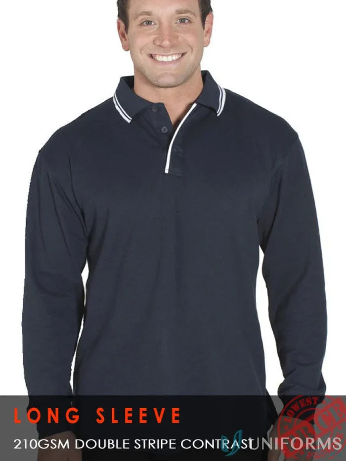 Navy long-sleeve contrast polo 210xc JBs Long Sleeve Classic Fit shirt