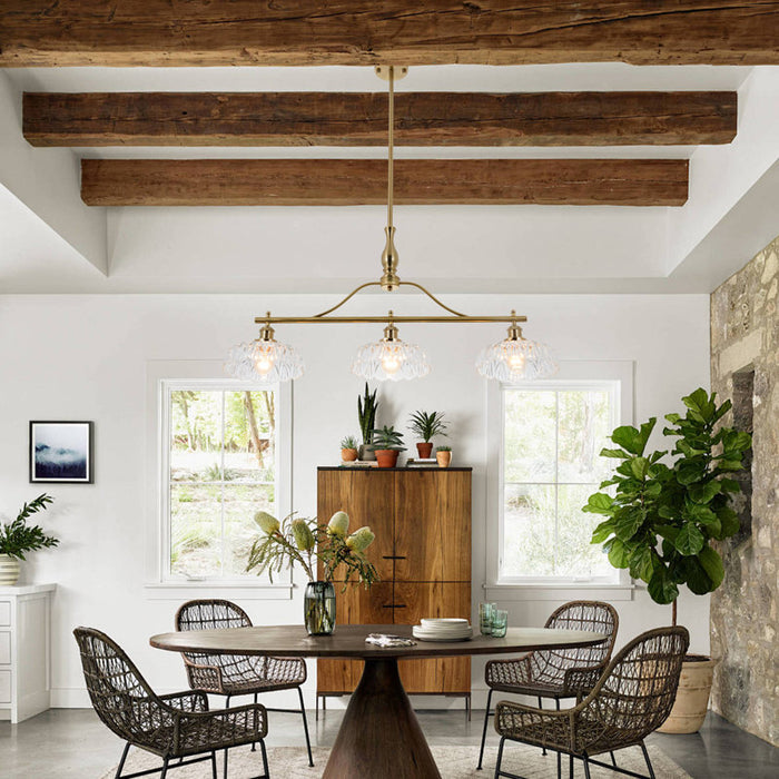 Kelbe Modern Linear Chandelier with 3 Dimmable Lights