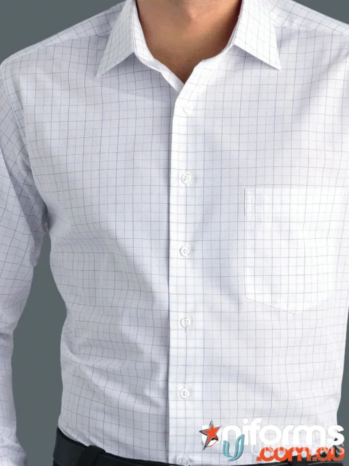 White checkered dress shirt in Keval grey style 230-jk window check shirt