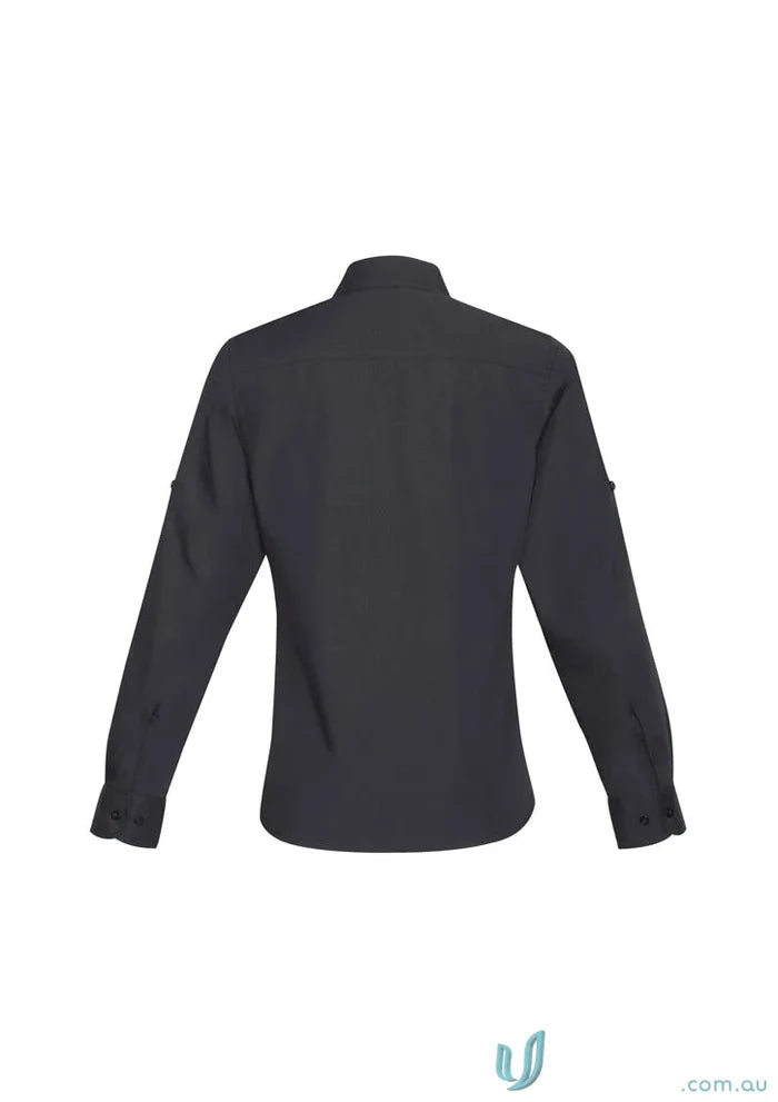 Black ladies Bondi Roll Up LS shirt, perfect for womens Bondi long sleeve style