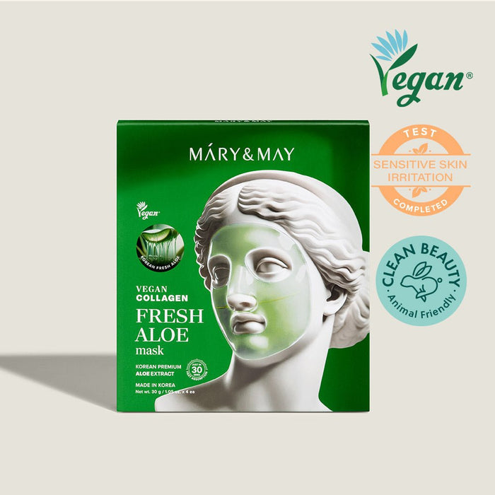 Mary&May Vegan Collagen Fresh Aloe Mask (30g x4) - Komiko Beauty