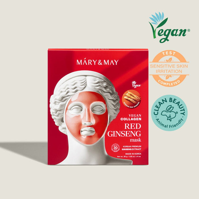 Mary&May Vegan Collagen Red Ginseng Mask (30g x4) - Komiko Beauty