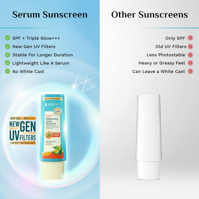 Pilgrim 5% Vitamin C Complex Brightening Serum Sunscreen SPF50+PA++++ In-Vivo tested (50ml)