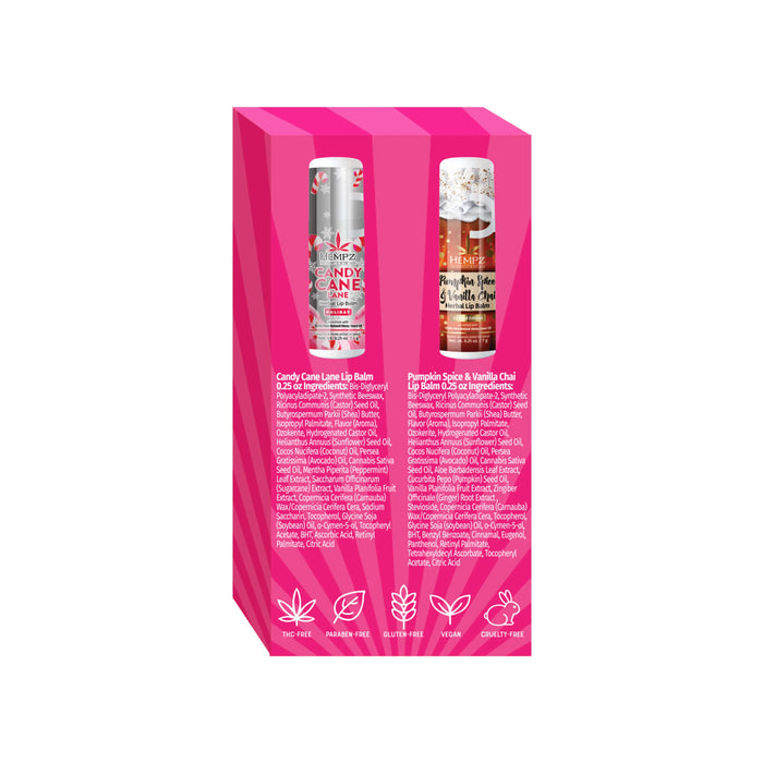 Pumpkin Spice & Vanilla Chai and Candy Cane Lane Lip Balm Set Hempz
