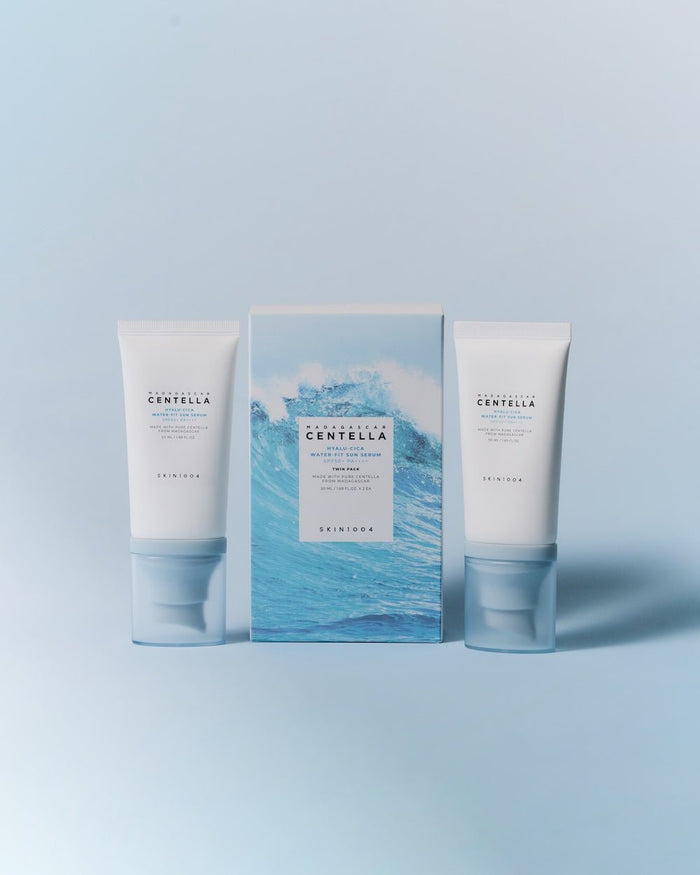 Skin1004 Madagascar Centella Hyalu - Cica Water - Fit Sun Serum Twin Pack 50ml*2 - Komiko Beauty